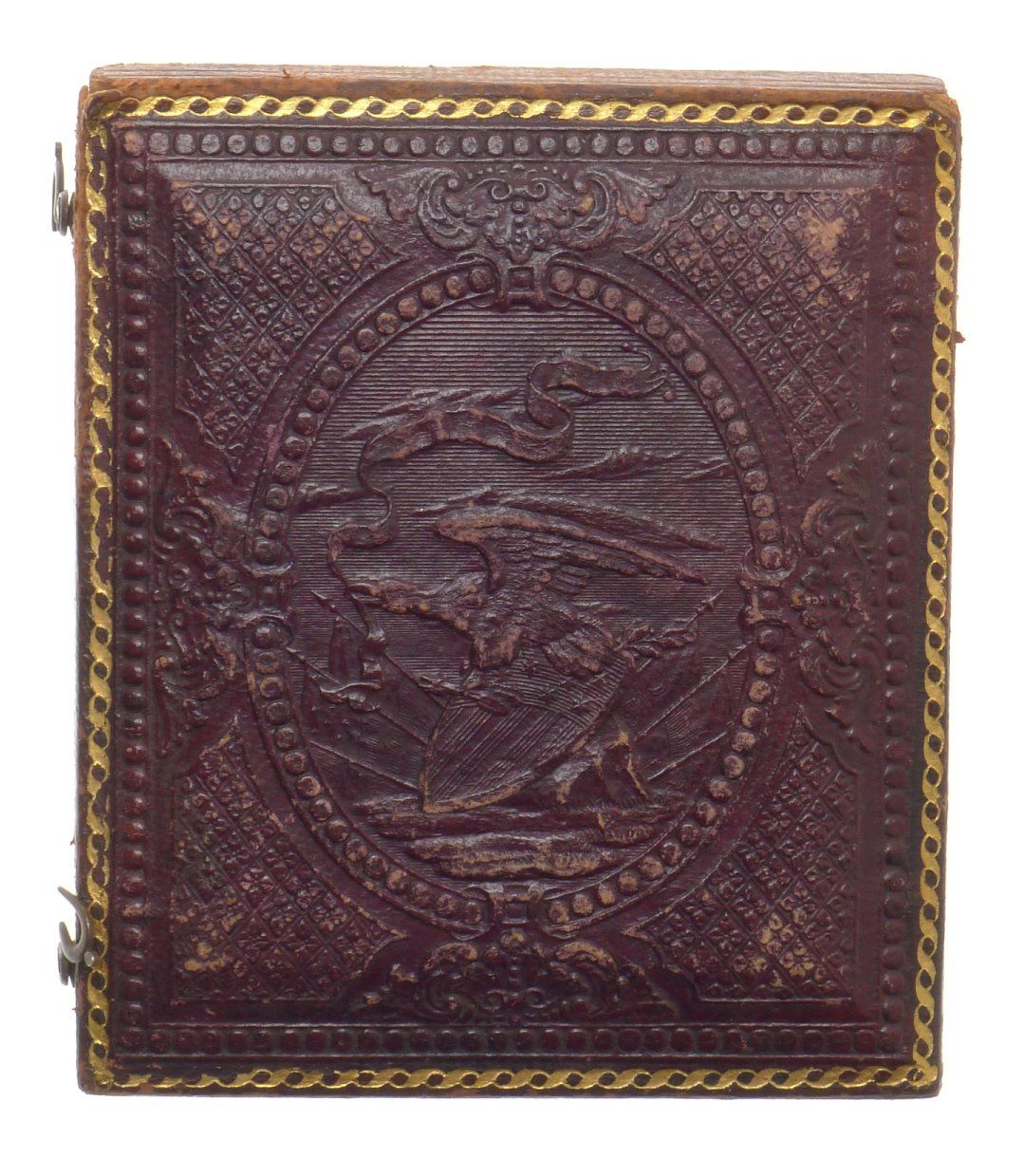 19th century ambrotype tintype gold leather frame British colonial