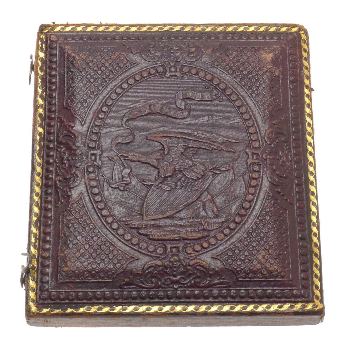 19th century ambrotype tintype gold leather frame British colonial